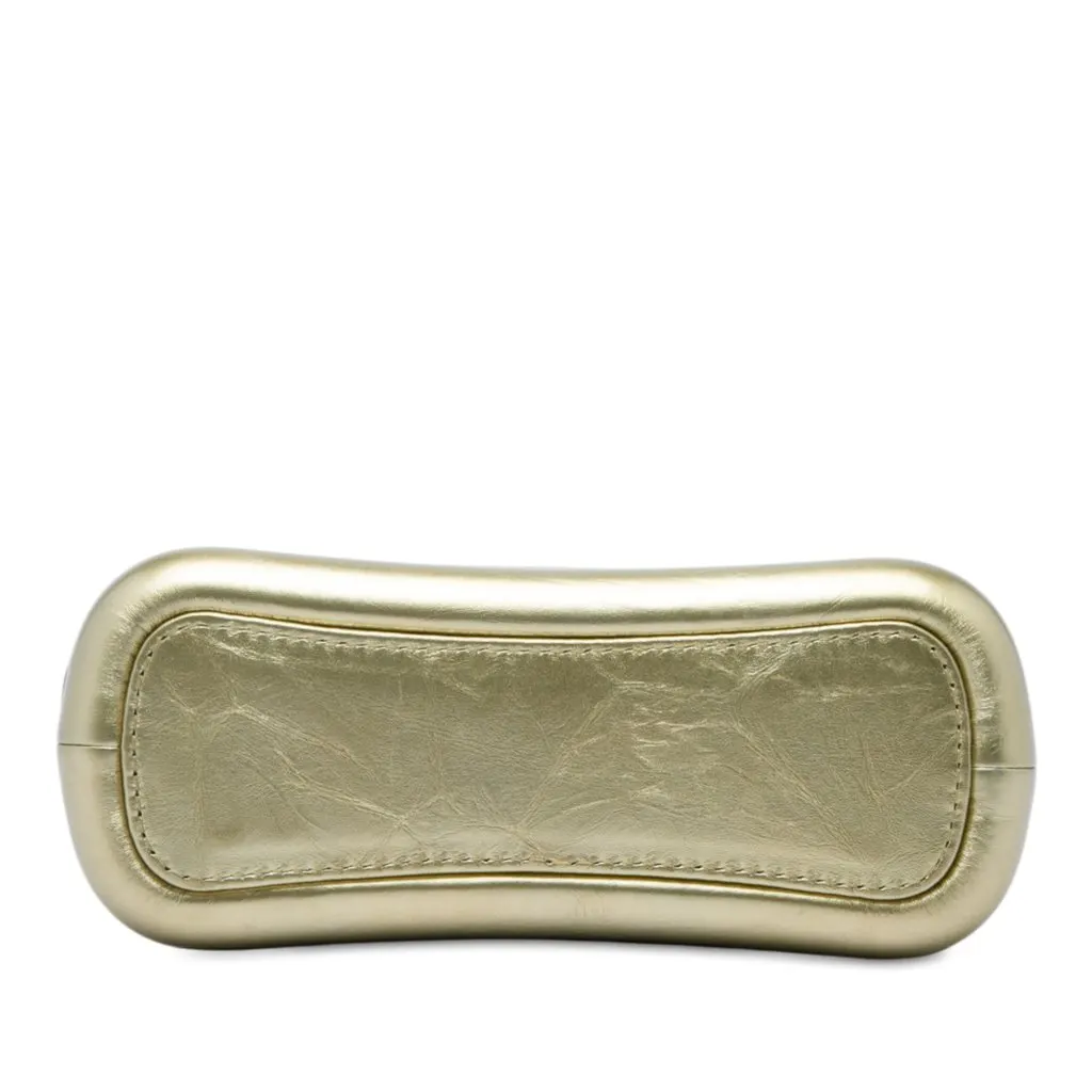 Chanel Small Quilted Metallic Aged Calfskin Gabrielle Hobo Gold Leather Very good - Inside View
