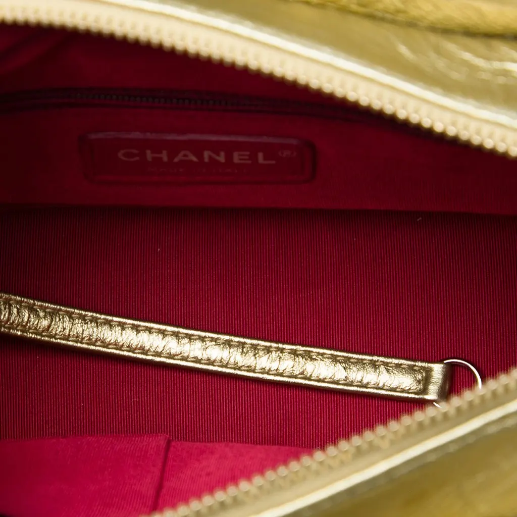 Chanel Small Quilted Metallic Aged Calfskin Gabrielle Hobo Gold Leather Very good - Model View