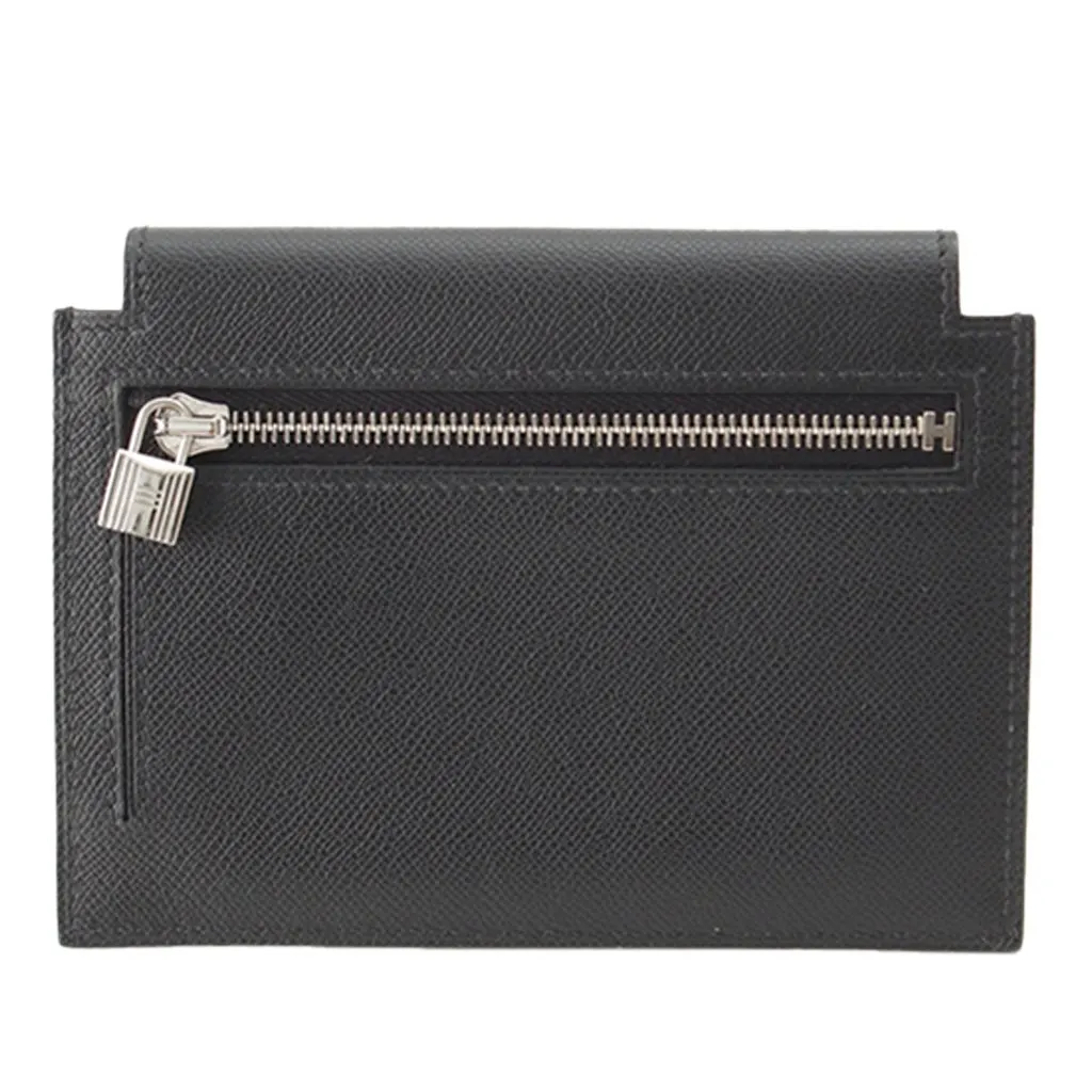 Hermès Veau Madame Kelly Pocket Compact Wallet Black Leather Very good - Back View