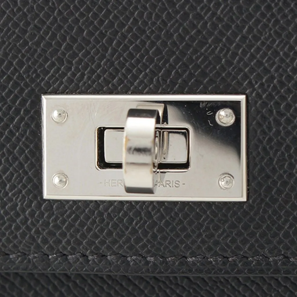 Hermès Veau Madame Kelly Pocket Compact Wallet Black Leather Very good - Box View