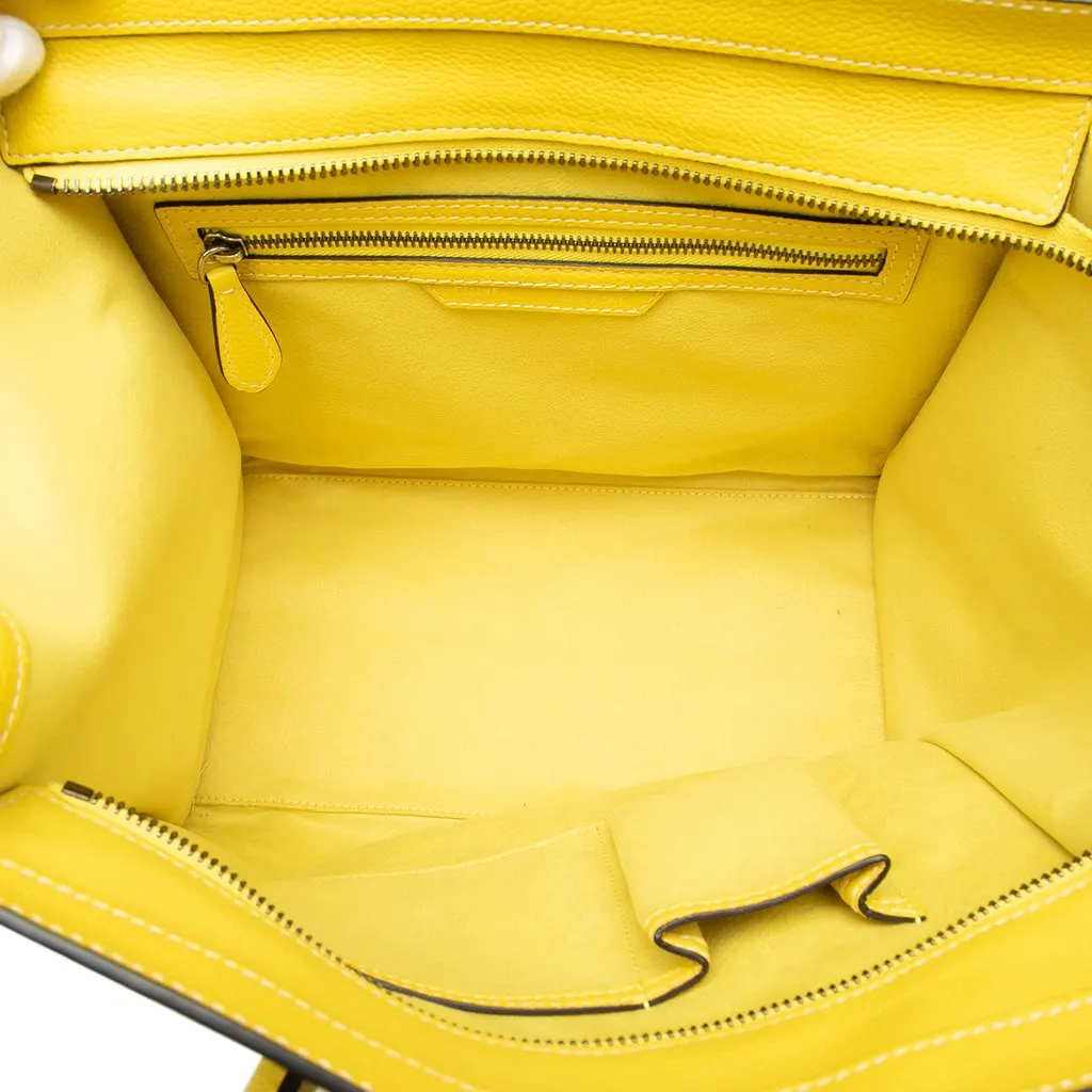 Celine Mini Calfskin Luggage Tote Yellow Leather Very good - Model View