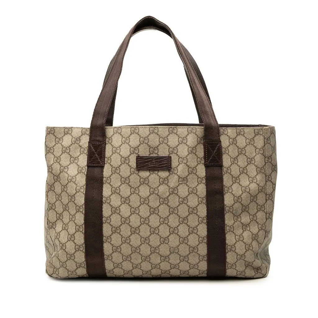 Gucci GG Supreme Tote Beige Canvas Good - Front View
