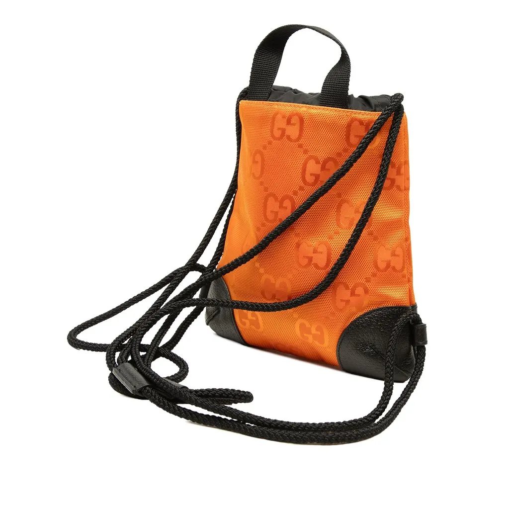 Gucci GG Nylon Off The Grid Drawstring Backpack Orange Polyamide Very good - Back View