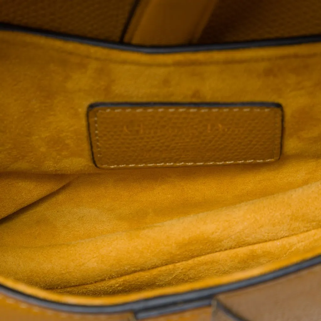 Dior Mini Grained Calfskin Saddle Bag Brown Leather Very good - Model View