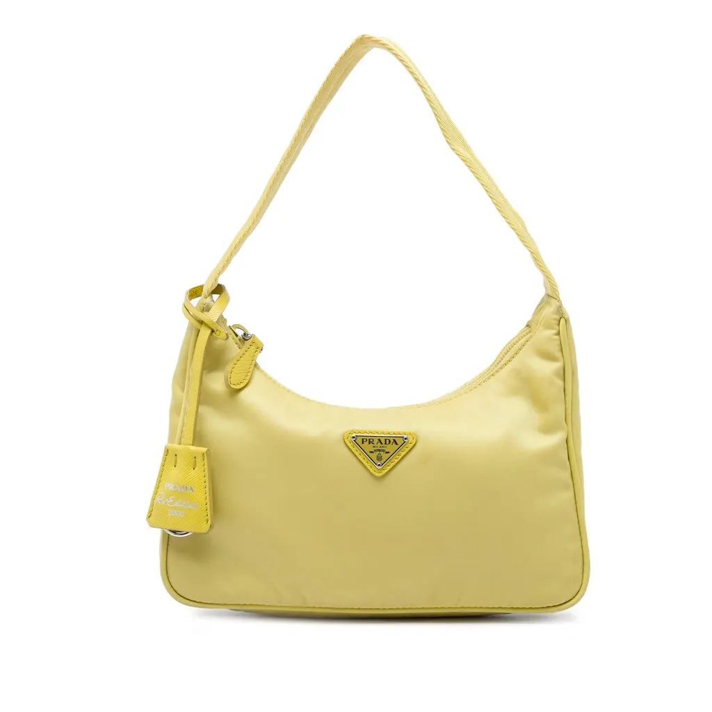 Prada Mini Tessuto Re Edition 2000 Shoulder Bag Yellow Polyamide Very good - Front View