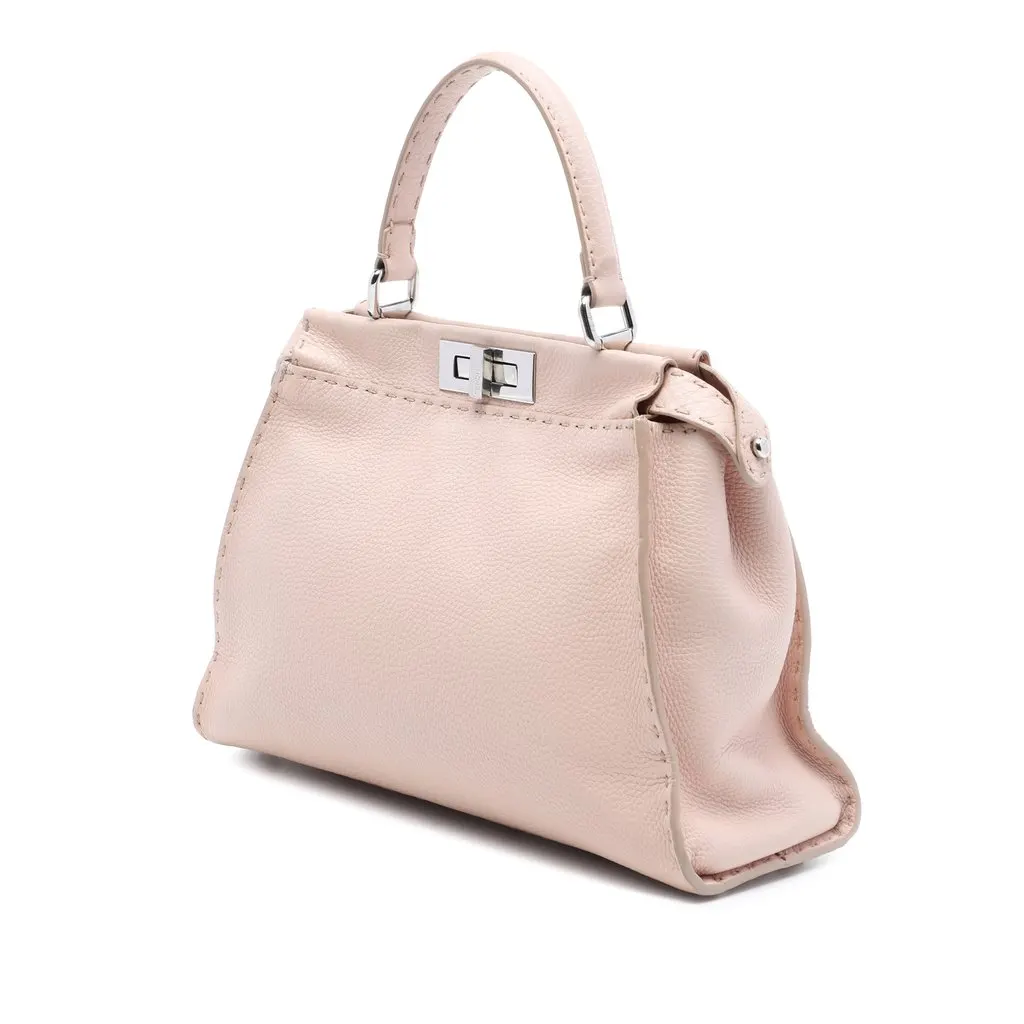 Fendi Medium Leather Selleria Peekaboo Iconic Satchel Pink Leather Very good - Back View