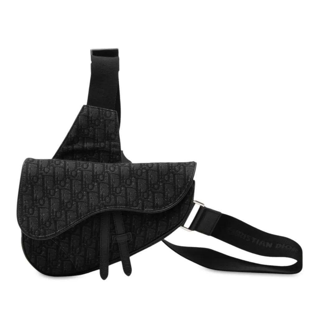 Dior Oblique Canvas Saddle Crossbody Black Canvas Very good - Front View