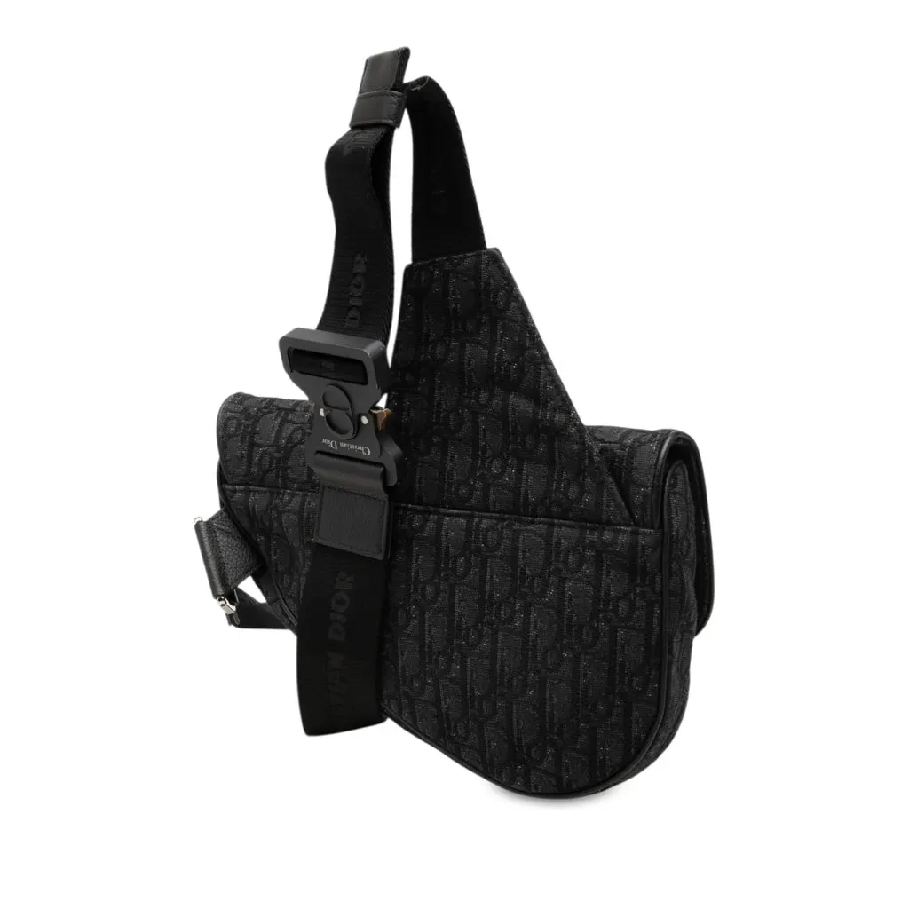 Dior Oblique Canvas Saddle Crossbody Black Canvas Very good - Back View