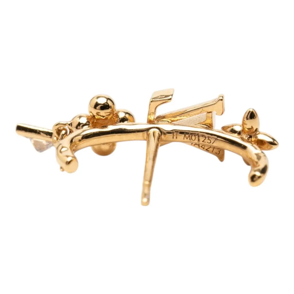 Louis Vuitton Gold Plated Strass LV In The Sky Push Back Earrings Gold Metal Very good - Inside View