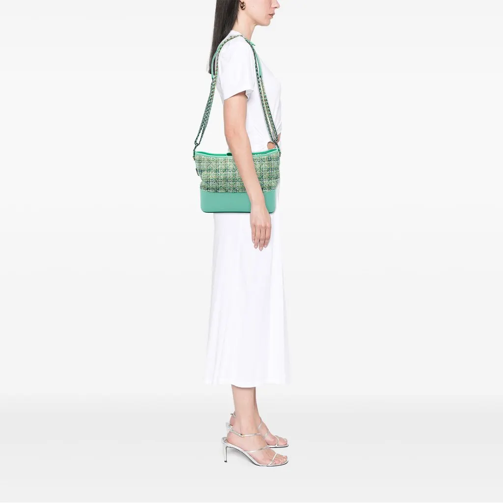 Chanel Medium Tweed Gabrielle Crossbody Green Tweed Very good - Box View