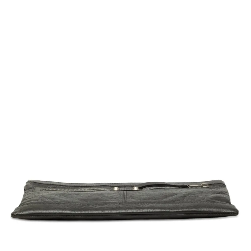 Balenciaga Lambskin Motocross Classic Clip Clutch M Grey Leather Very good - Inside View