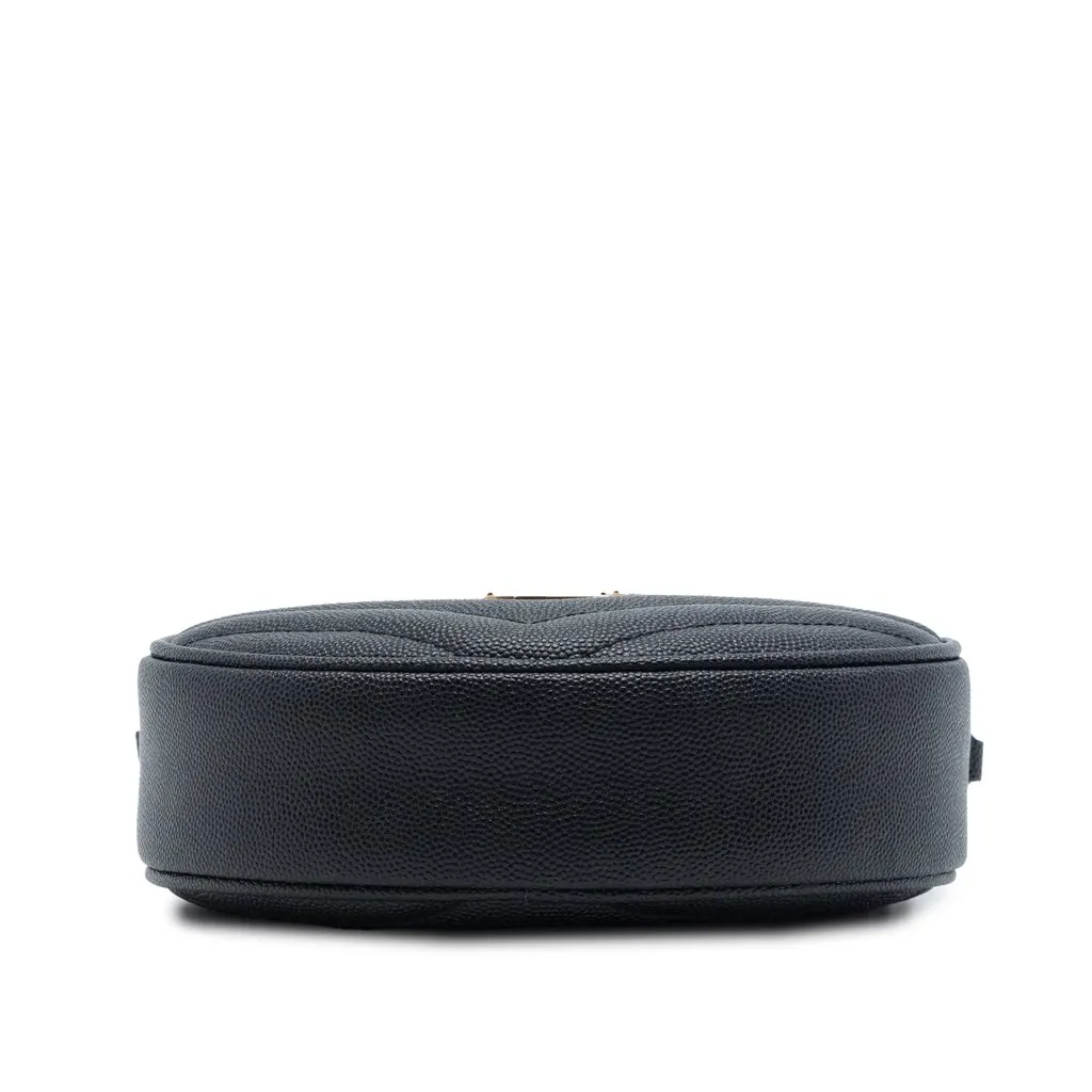 Saint Laurent Chevron Grain De Poudre Round Vinyle Camera Bag Black Leather Very good - Inside View