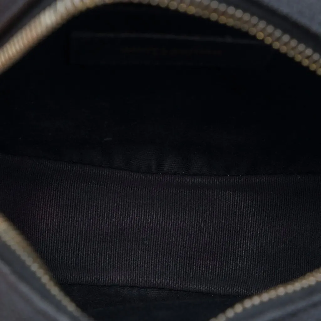 Saint Laurent Chevron Grain De Poudre Round Vinyle Camera Bag Black Leather Very good - Model View