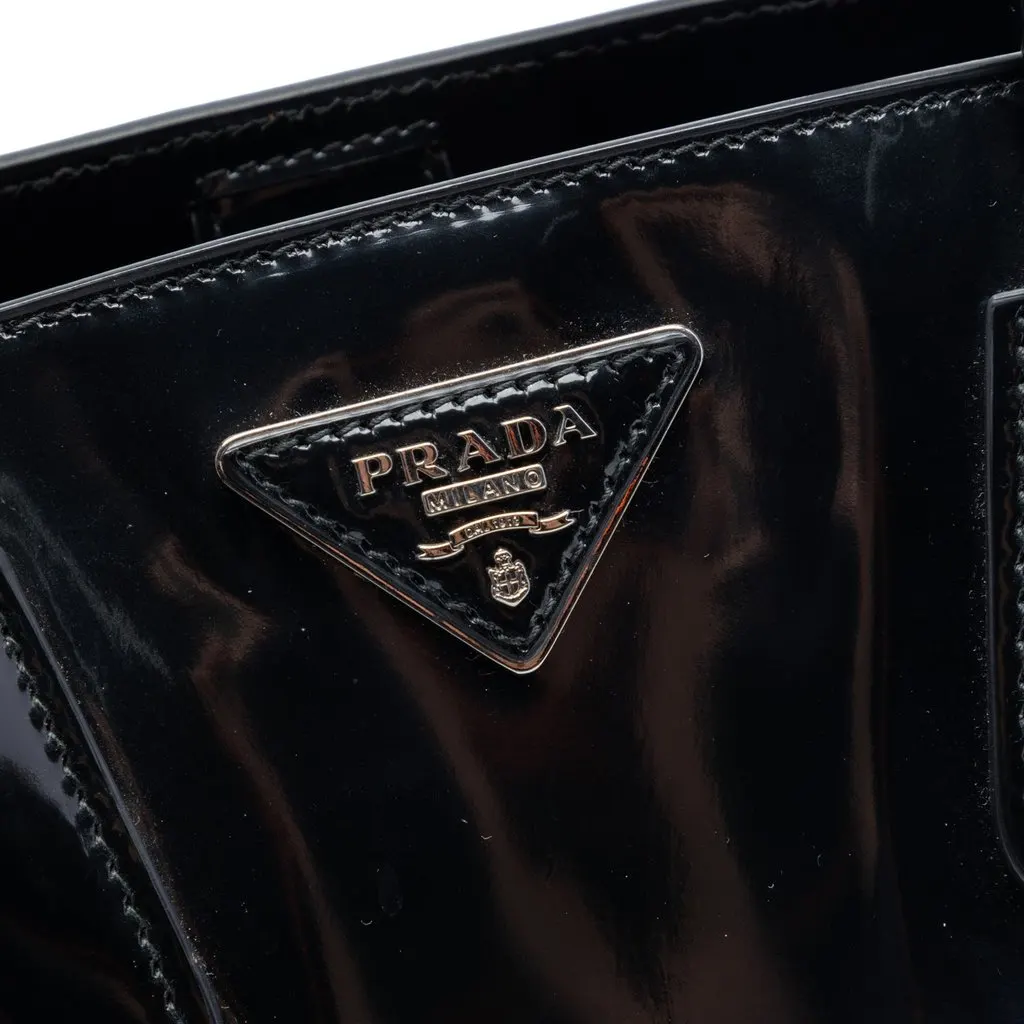 Prada Spazzolato Studded Crystal Tote Black Leather Very good - Box View