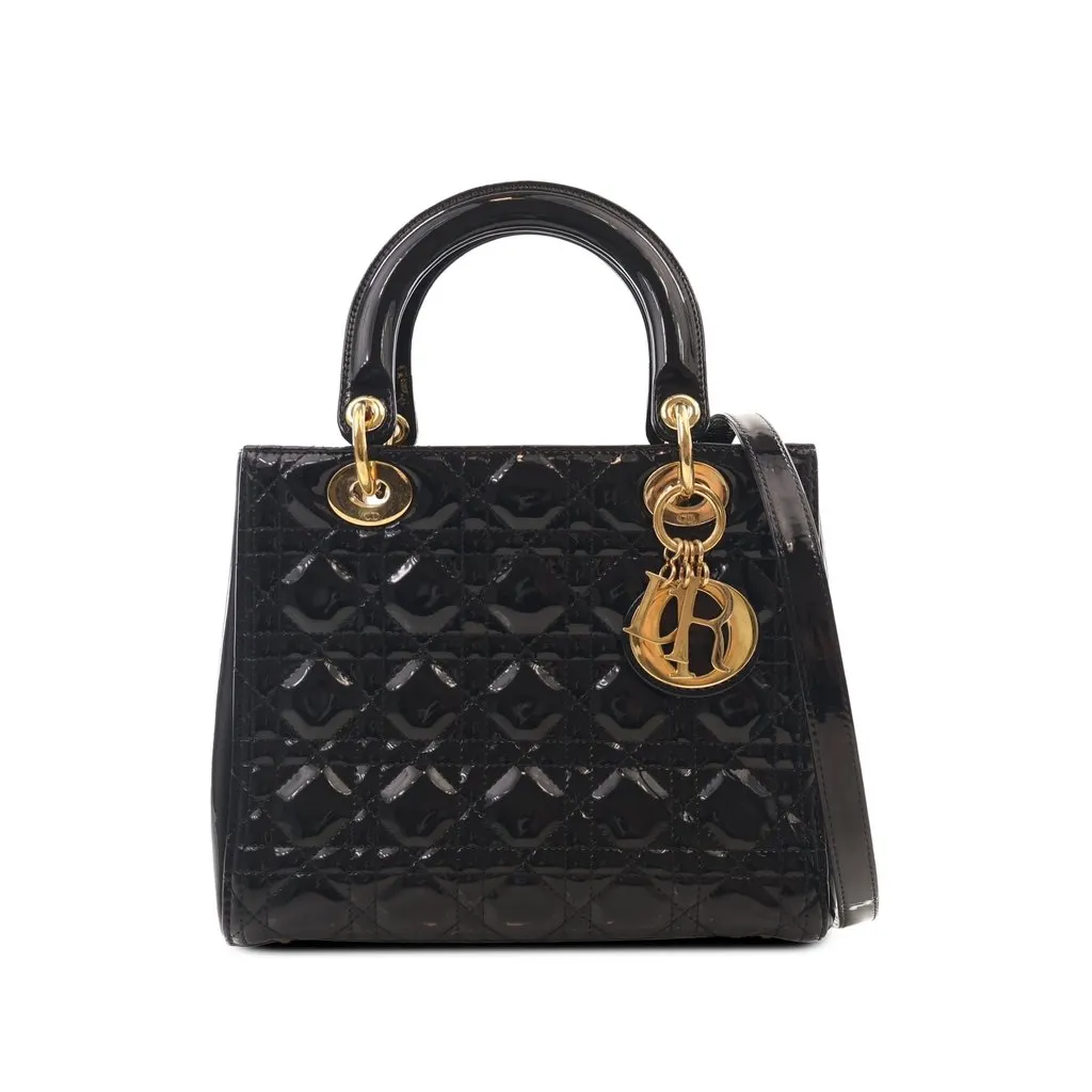 Dior Medium Patent Cannage Lady Dior