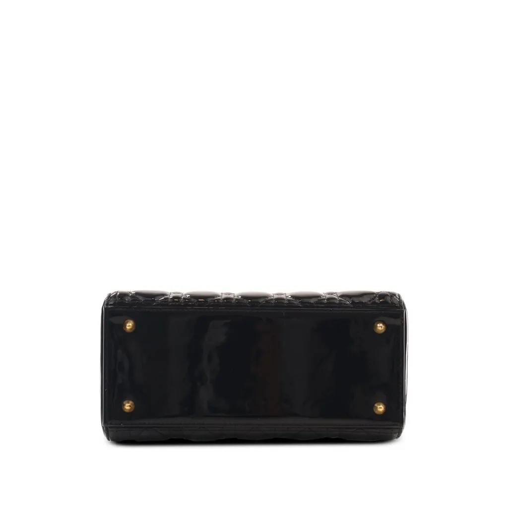Dior Medium Patent Cannage Lady Dior Black Leather Very good - Inside View