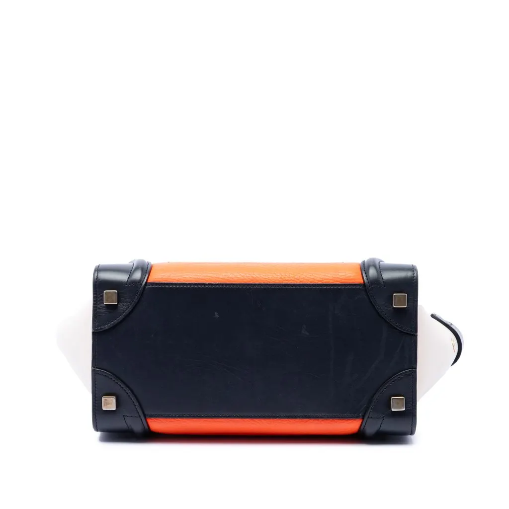 Celine Micro Tricolor Leather Luggage Tote Orange Leather Good - Inside View