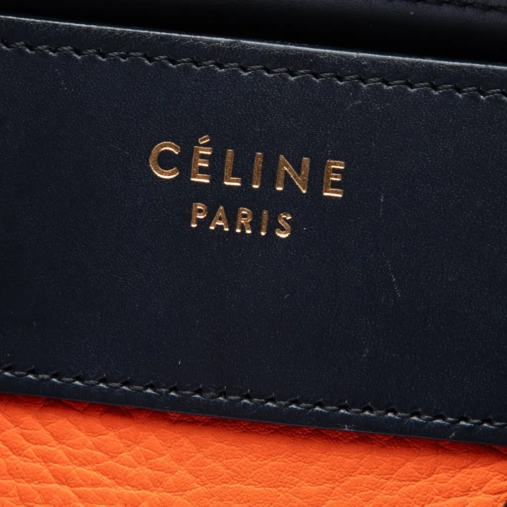 Celine Micro Tricolor Leather Luggage Tote Orange Leather Good - Box View