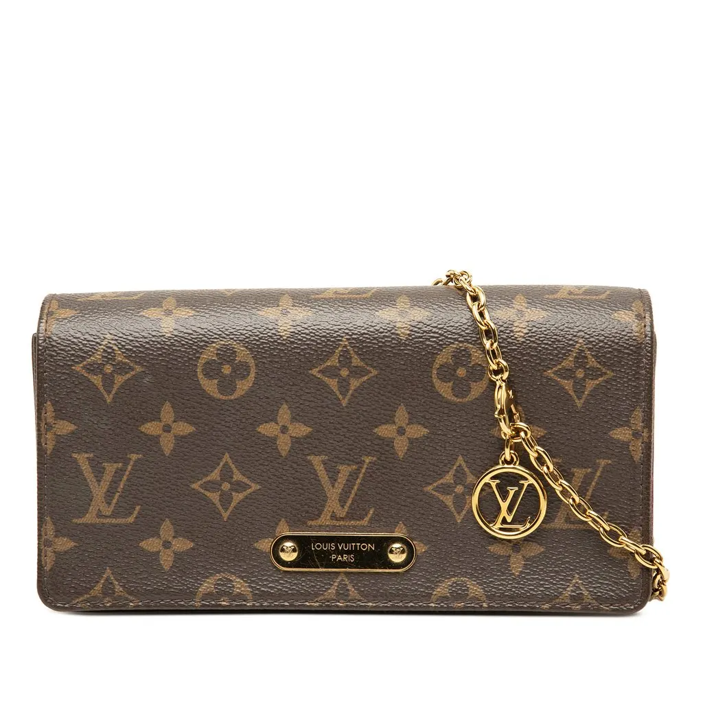 Louis Vuitton Monogram Lily Wallet On Chain Brown Canvas Good - Front View