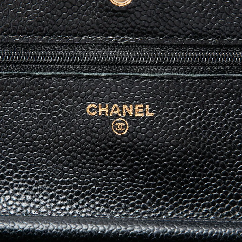 Chanel CC Quilted Caviar Wallet on Chain Black Leather Good - Box View