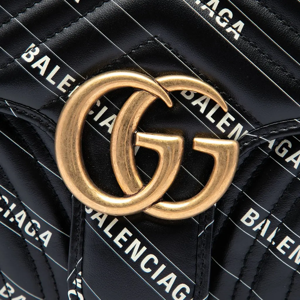 Gucci Balenciaga The Hacker Project Medium GG Marmont Matelasse Leather Shoulder Bag Black Leather Very good - Box View