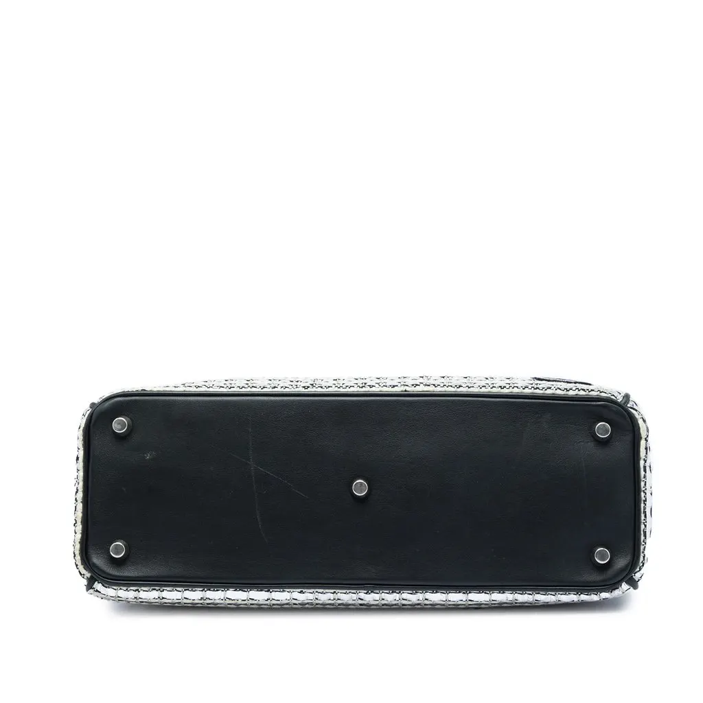 Dior Medium Metallic Tweed Patch Diorissimo Satchel Silver Very good - Inside View