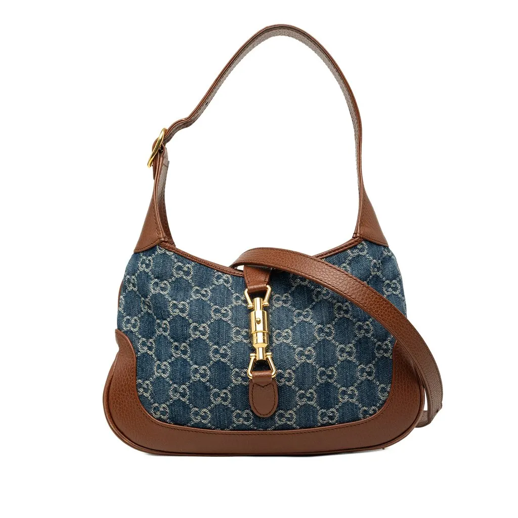Gucci Small GG Denim Jackie 1961 Crossbody Blue Very good - Front View