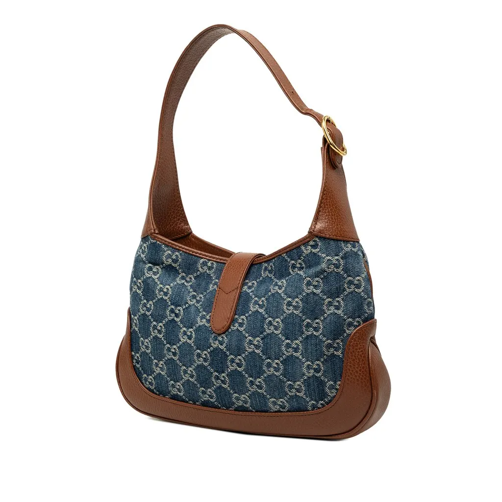 Gucci Small GG Denim Jackie 1961 Crossbody Blue Very good - Back View