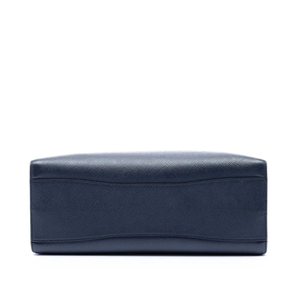 Prada Medium Saffiano Bibliotheque Satchel Blue Leather Very good - Inside View