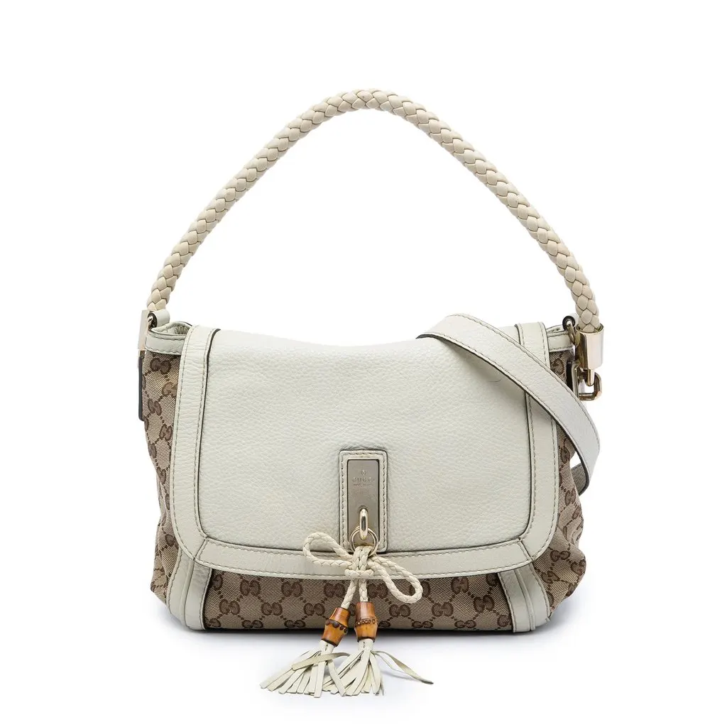 Gucci GG Canvas Bella Flap Satchel Beige Very good - Front View