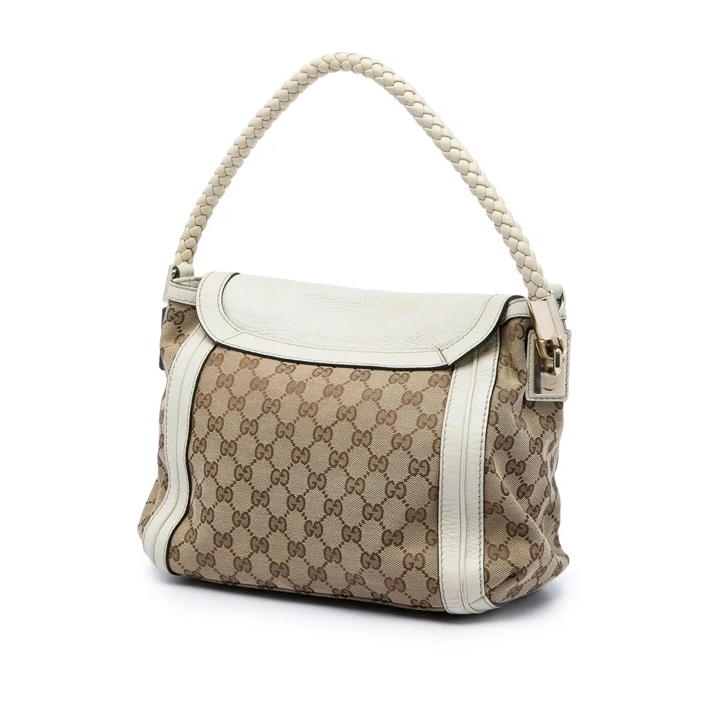 Gucci GG Canvas Bella Flap Satchel Beige Very good - Back View