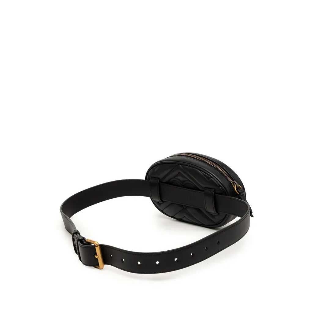Gucci GG Marmont Matelasse Calfskin Belt Bag Black Leather Very good - Back View
