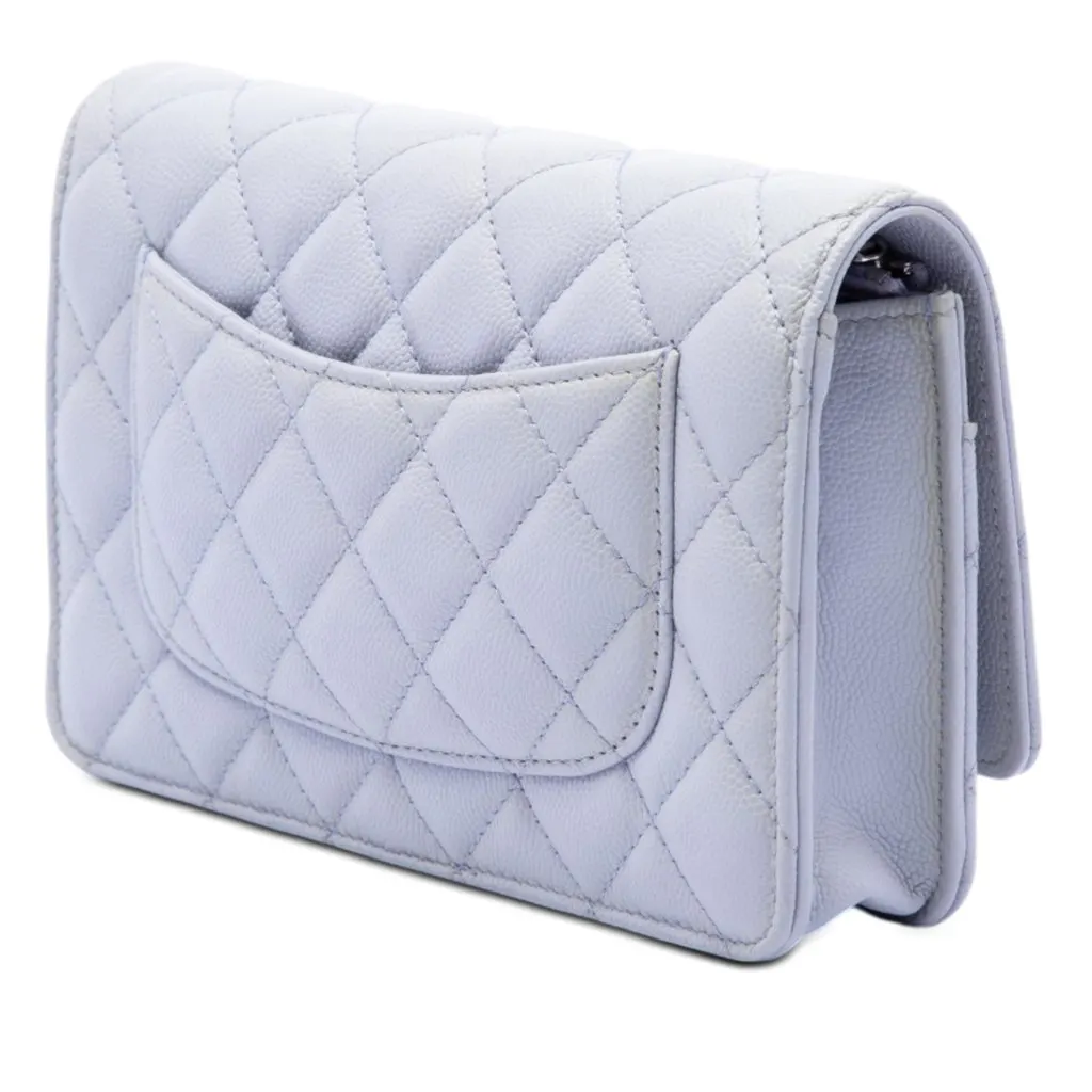 Chanel Classic Caviar Wallet On Chain Purple Leather Very good - Back View