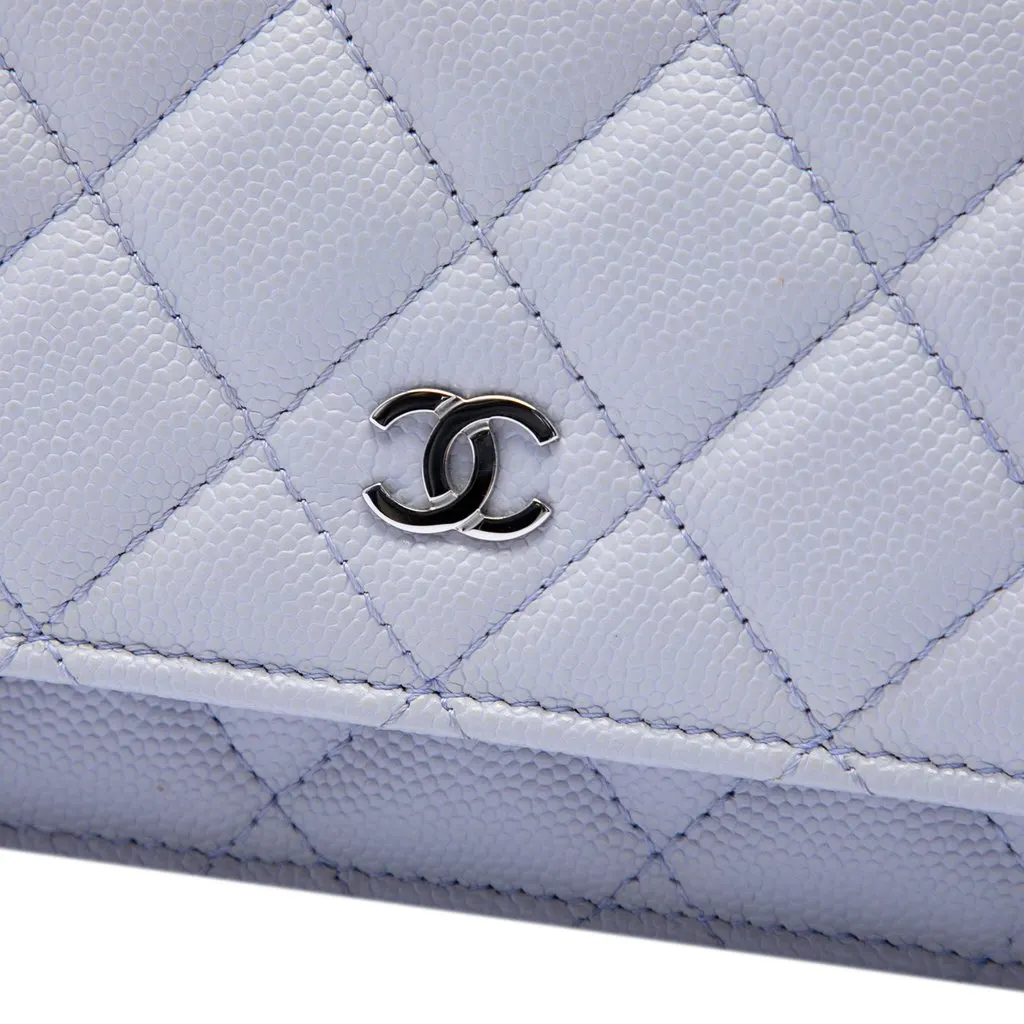 Chanel Classic Caviar Wallet On Chain Purple Leather Very good - Box View