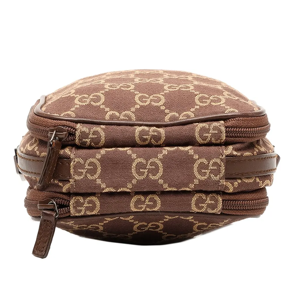 Gucci GG Canvas Double Zip Accessory Pouch Brown Canvas Good - Inside View