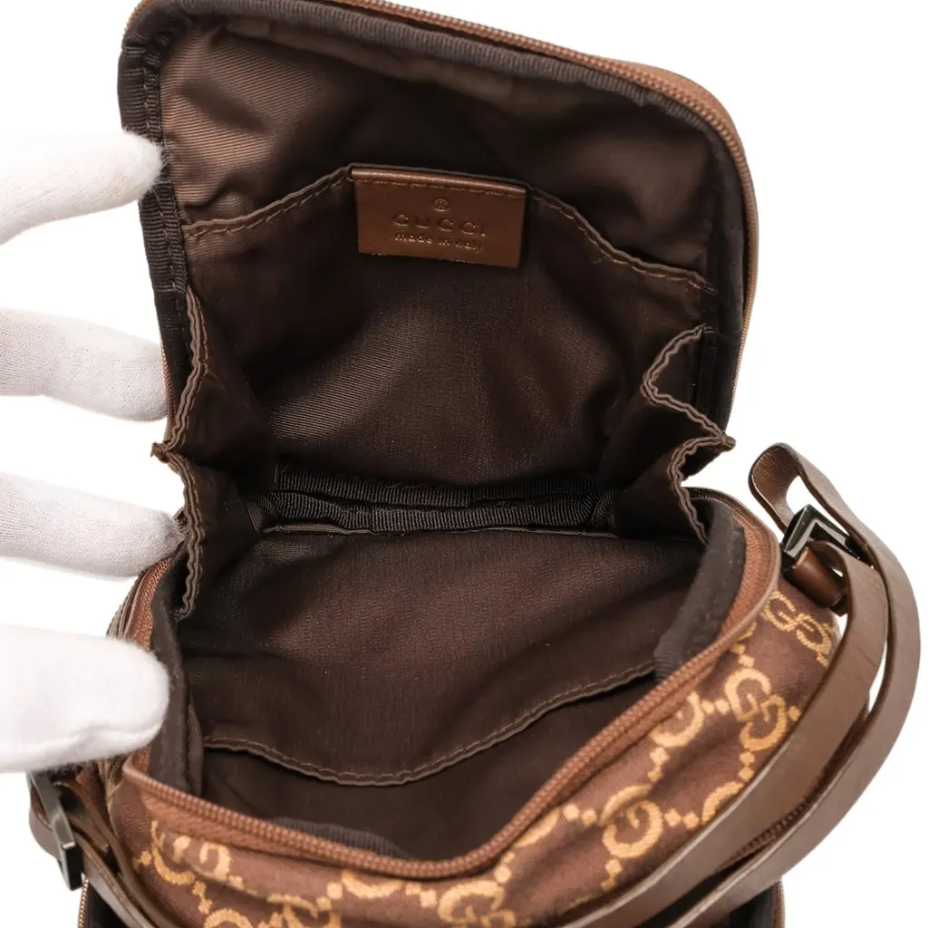 Gucci GG Canvas Double Zip Accessory Pouch Brown Canvas Good - Model View