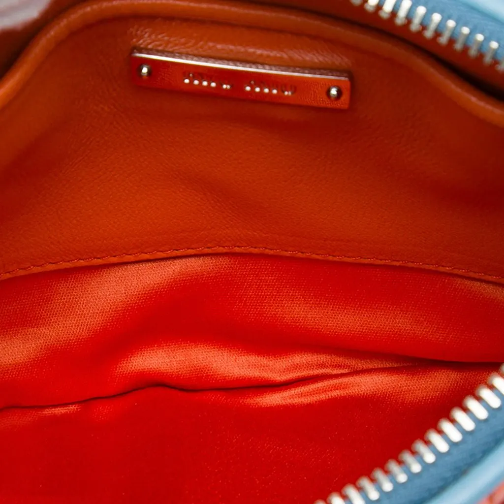 Miu Miu Bicolor Matelasse Nappa Clutch Orange Leather Very good - Model View