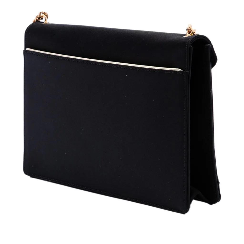 Saint Laurent Satin Monogram Gaby Shoulder Bag Black Very good - Back View
