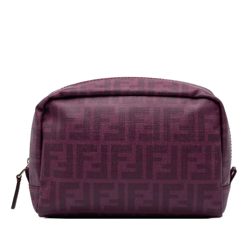 Fendi Zucca Spalmati Cosmetic Pouch Purple Canvas Very good - Front View