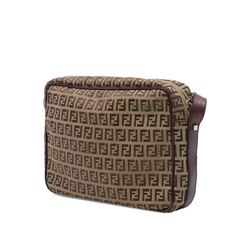 Fendi Zucchino Canvas Crossbody Brown Very good - Back View