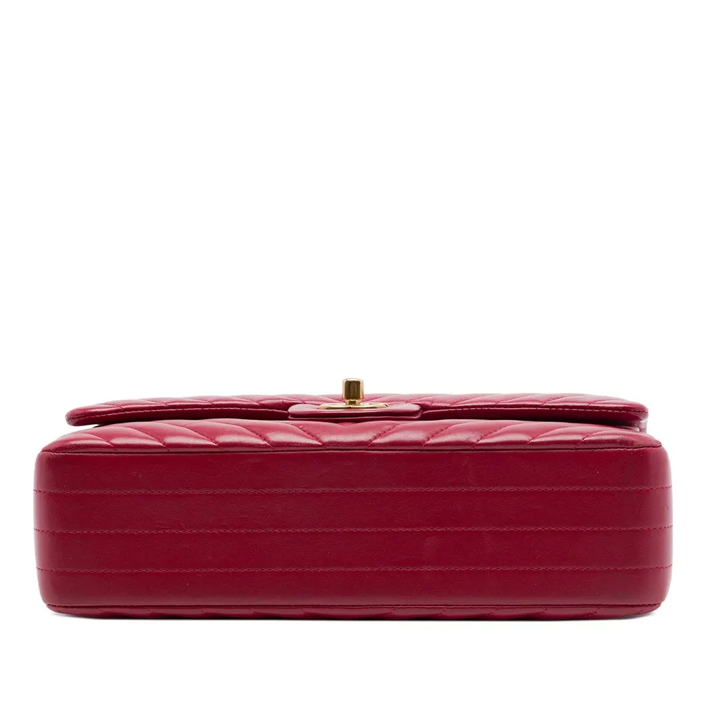 Chanel Medium Classic Chevron Lambskin Double Flap Red Leather Very good - Inside View
