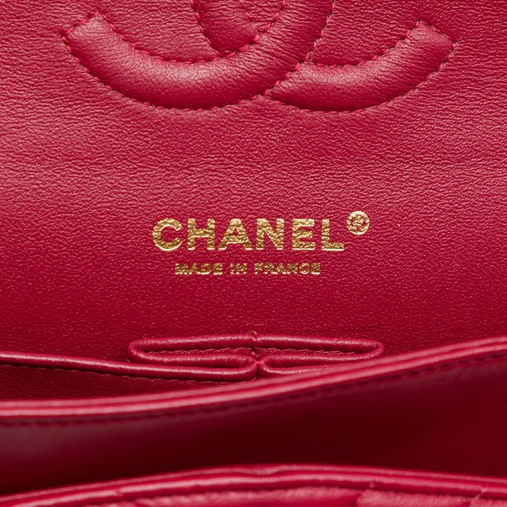 Chanel Medium Classic Chevron Lambskin Double Flap Red Leather Very good - Box View