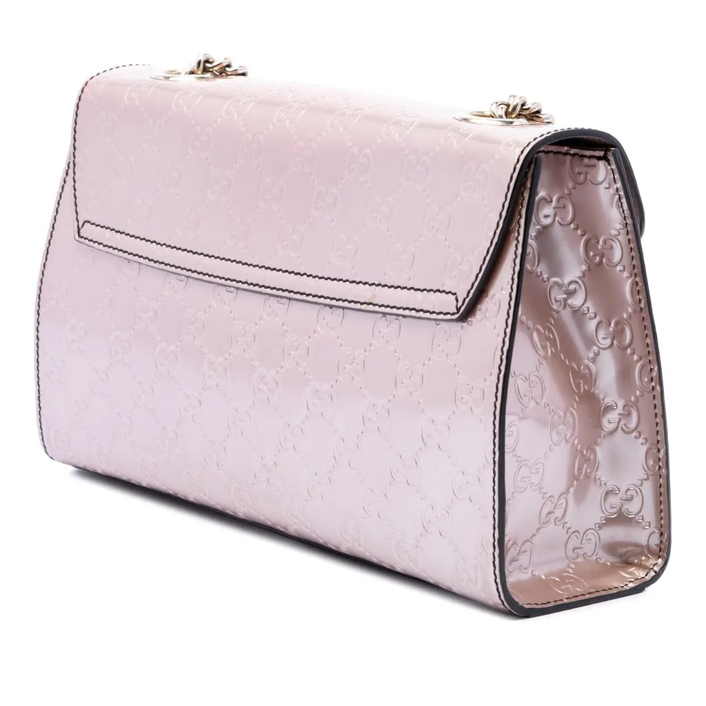 Gucci Medium Guccissima Patent Emily Shoulder Bag Pink Leather Good - Back View