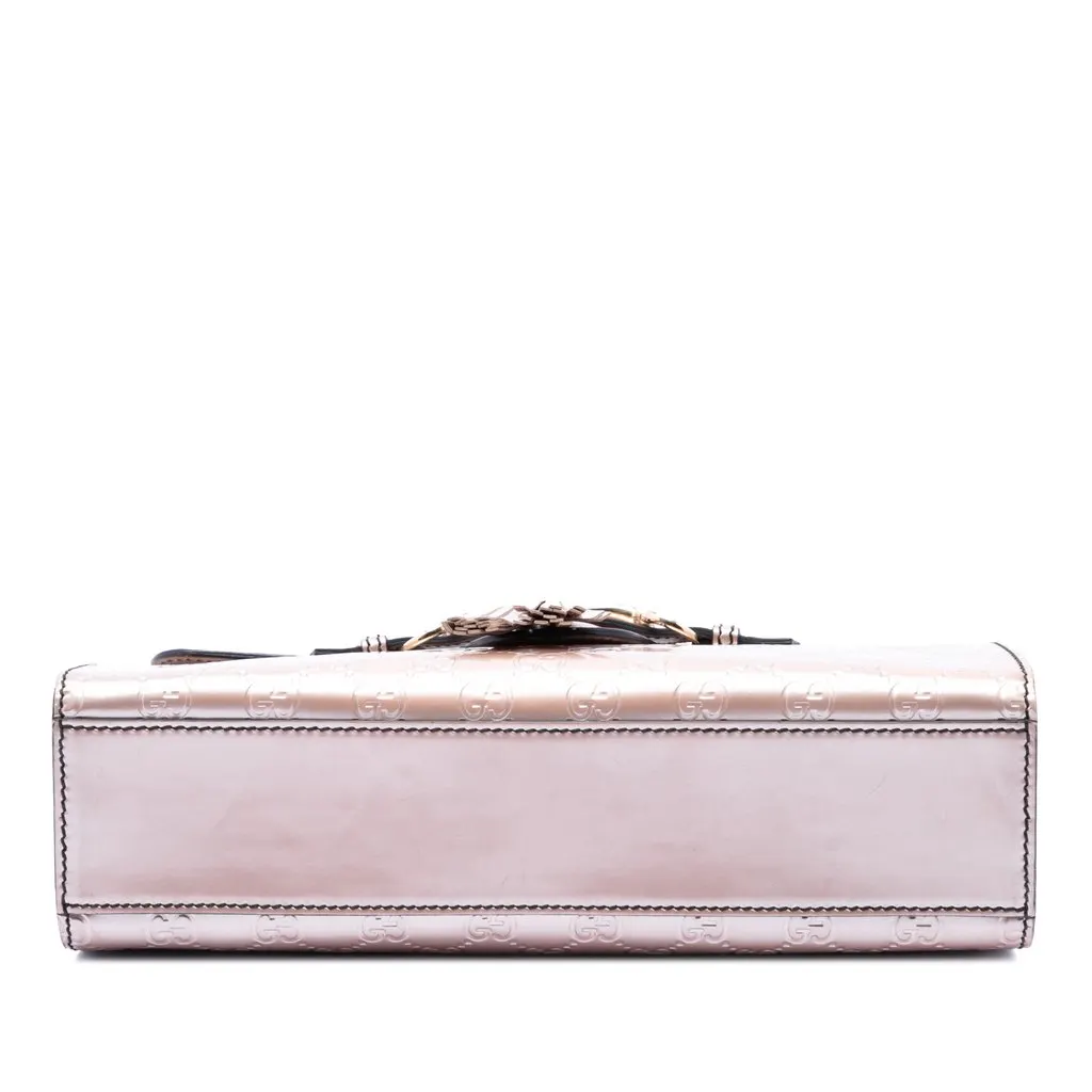 Gucci Medium Guccissima Patent Emily Shoulder Bag Pink Leather Good - Inside View