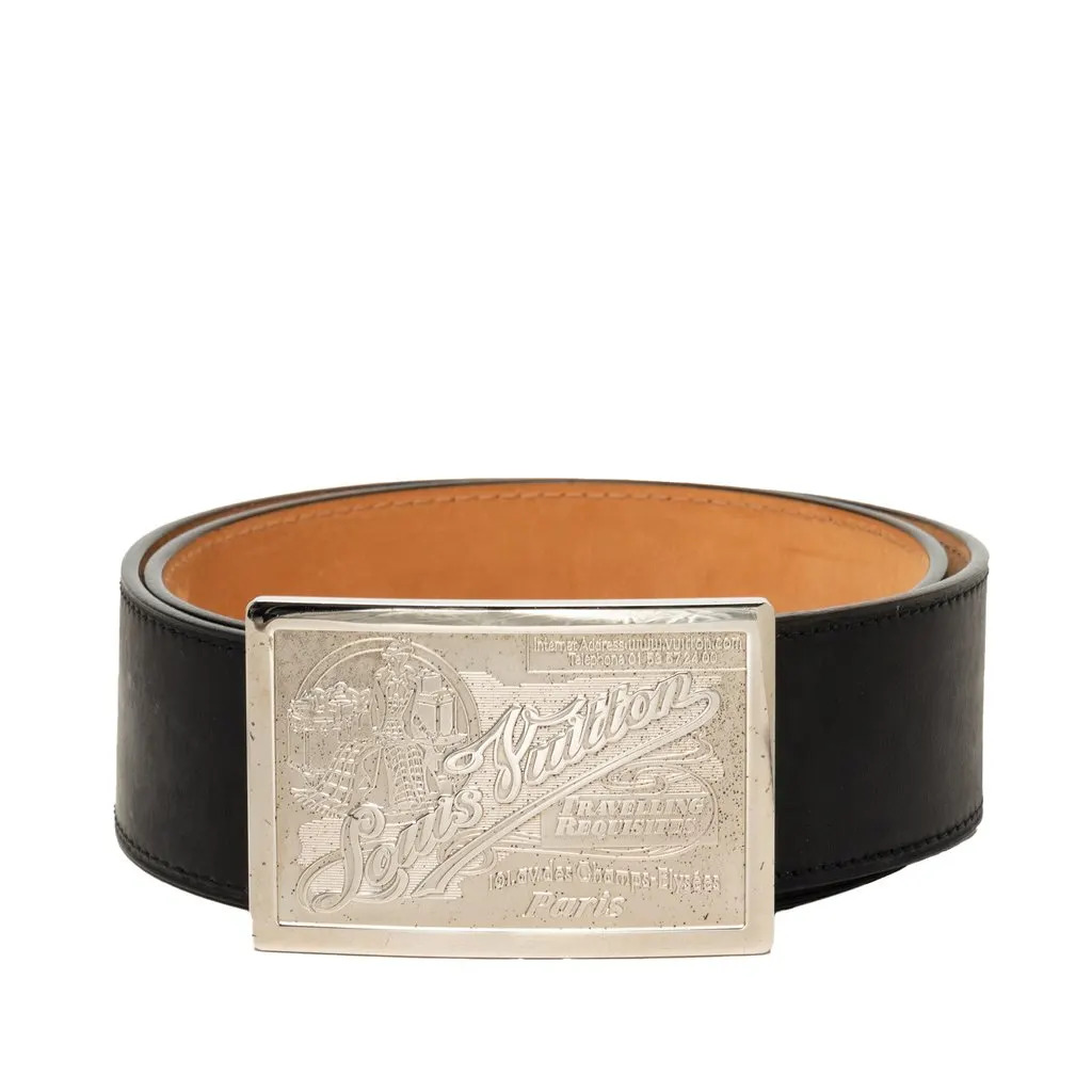 Louis Vuitton Leather Travelling Requisites Belt Black Leather Very good - Front View