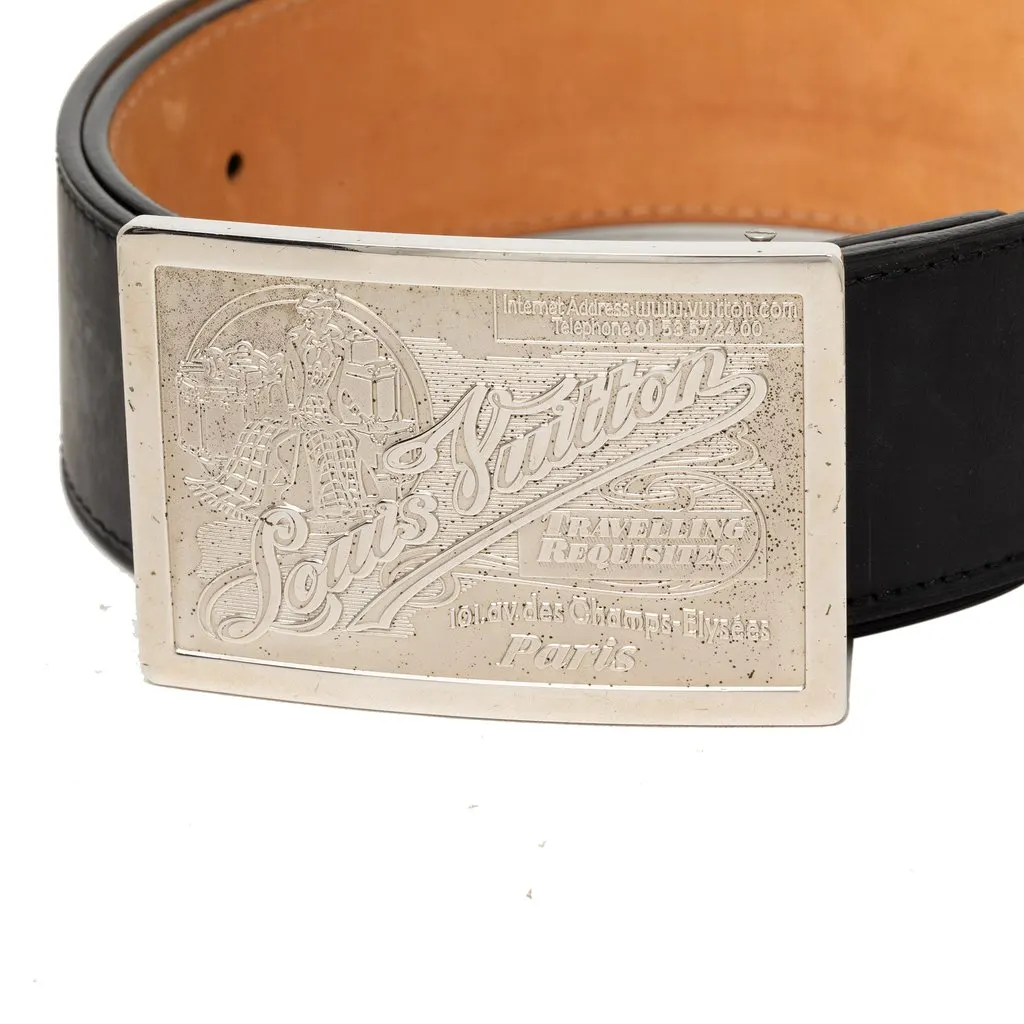 Louis Vuitton Leather Travelling Requisites Belt Black Leather Very good - Model View
