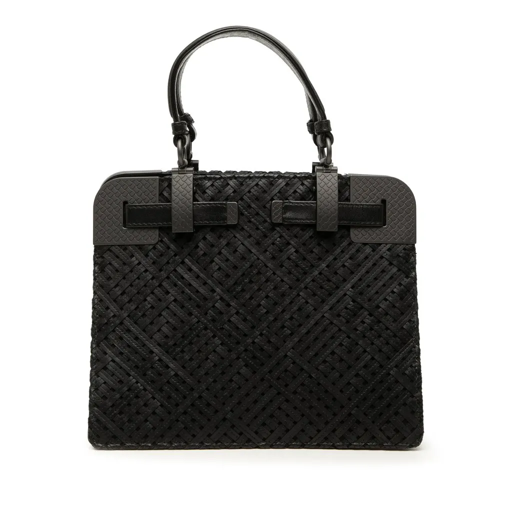 Bottega Veneta Nappa Intrecciato Handbag Black Leather Very good - Front View