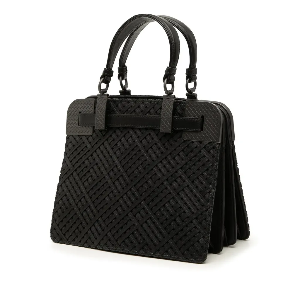 Bottega Veneta Nappa Intrecciato Handbag Black Leather Very good - Back View