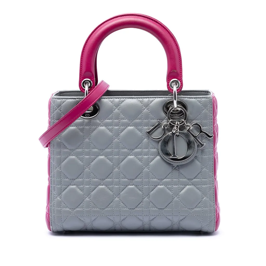 Dior Medium Bicolor Lambskin Cannage Lady Dior MultiColor Leather Very good - Front View