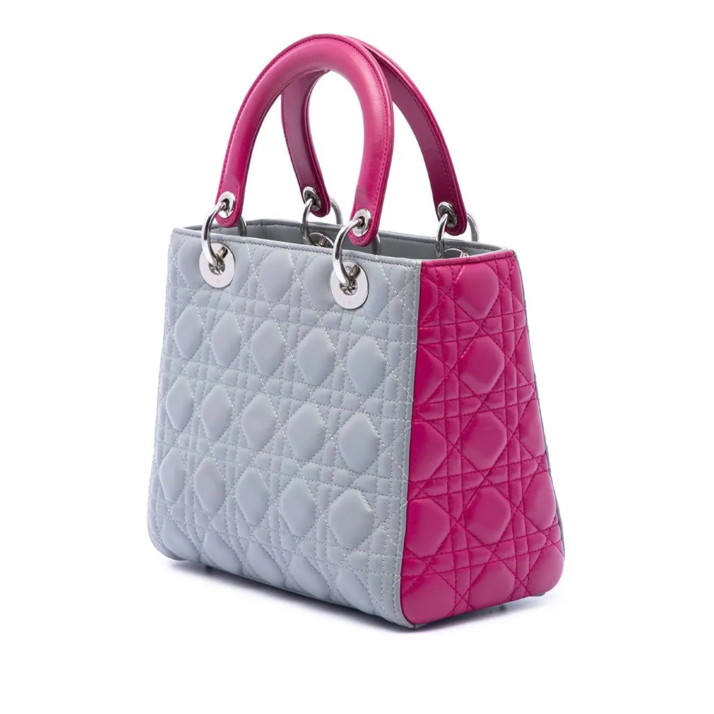 Dior Medium Bicolor Lambskin Cannage Lady Dior MultiColor Leather Very good - Back View